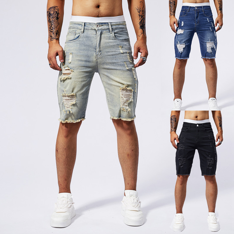 Streetwear Brand Vintage - Новинка лета 2024, мужские рваные джинсовые